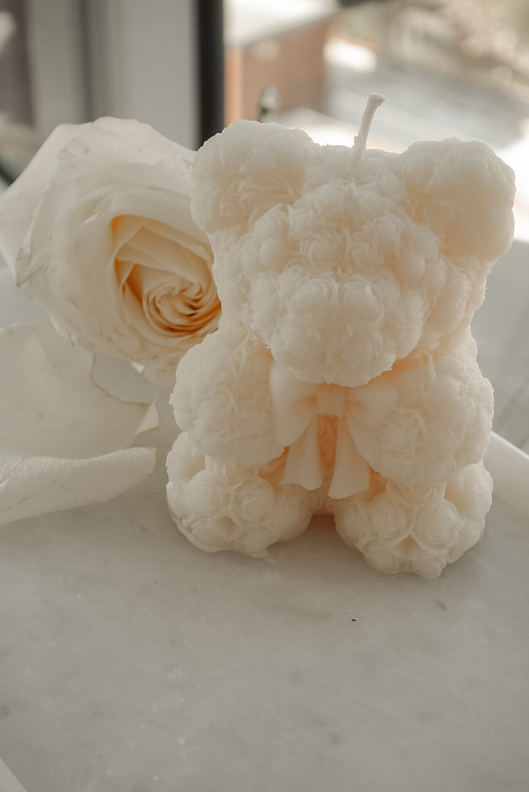 Rosé Bow Bear Candle